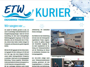 ETW-Kurier ETW-Kurier - Zeitschrift der Erzgebirge Trinkwasser GmbH